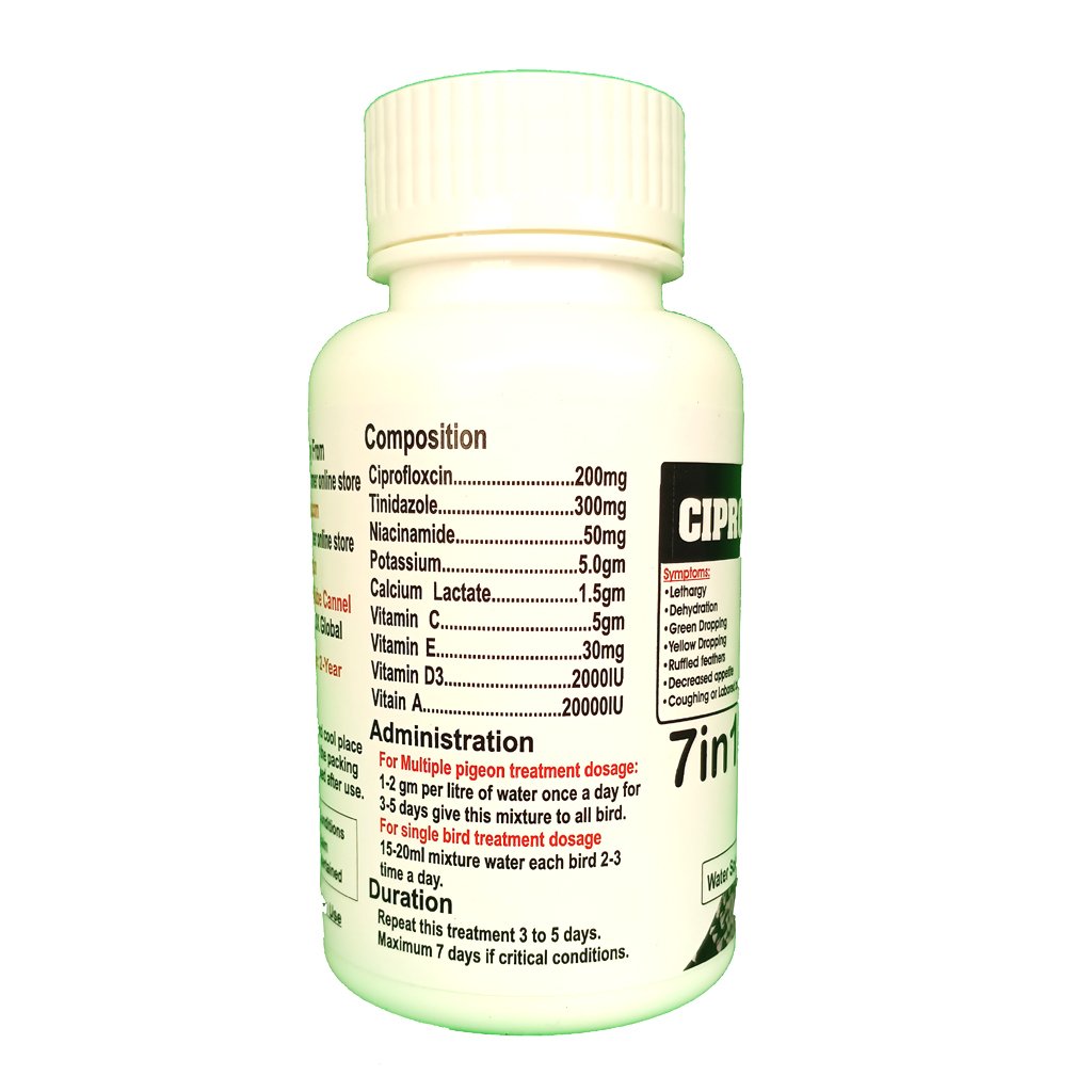 Pigeon 7in1 Treatment Medicine Ciprozole Powder 6 Ciprozole Back