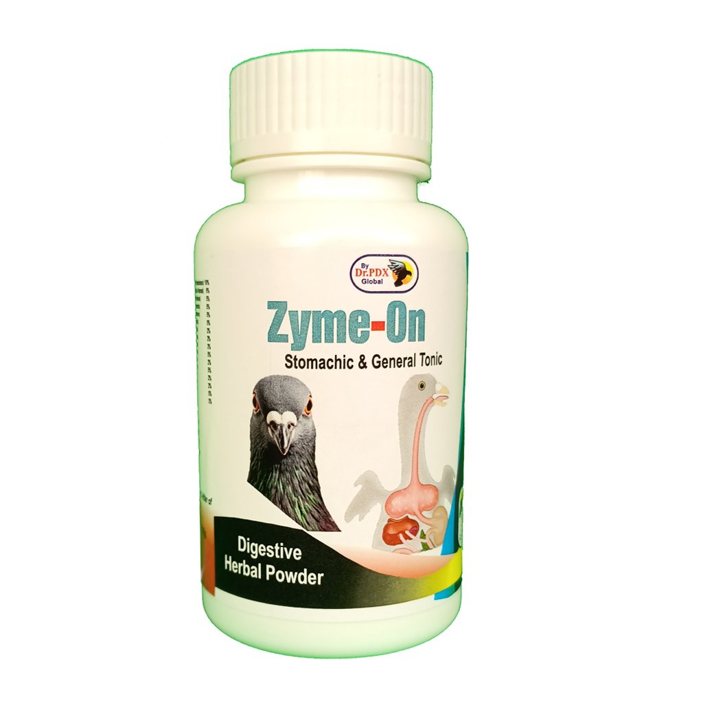 Pigeon Digestion Powder Zyme-On 2in1 Water or Grain Mixable 2 Zyme on Front
