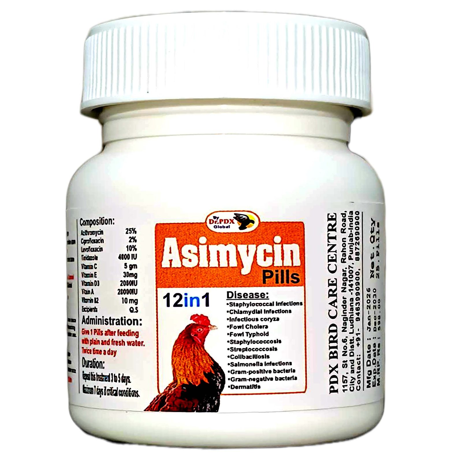 Aseel Rooster Treatment Medicine 12in1 Asimycin Powder or Pills 8 Asimtcin Pills 1