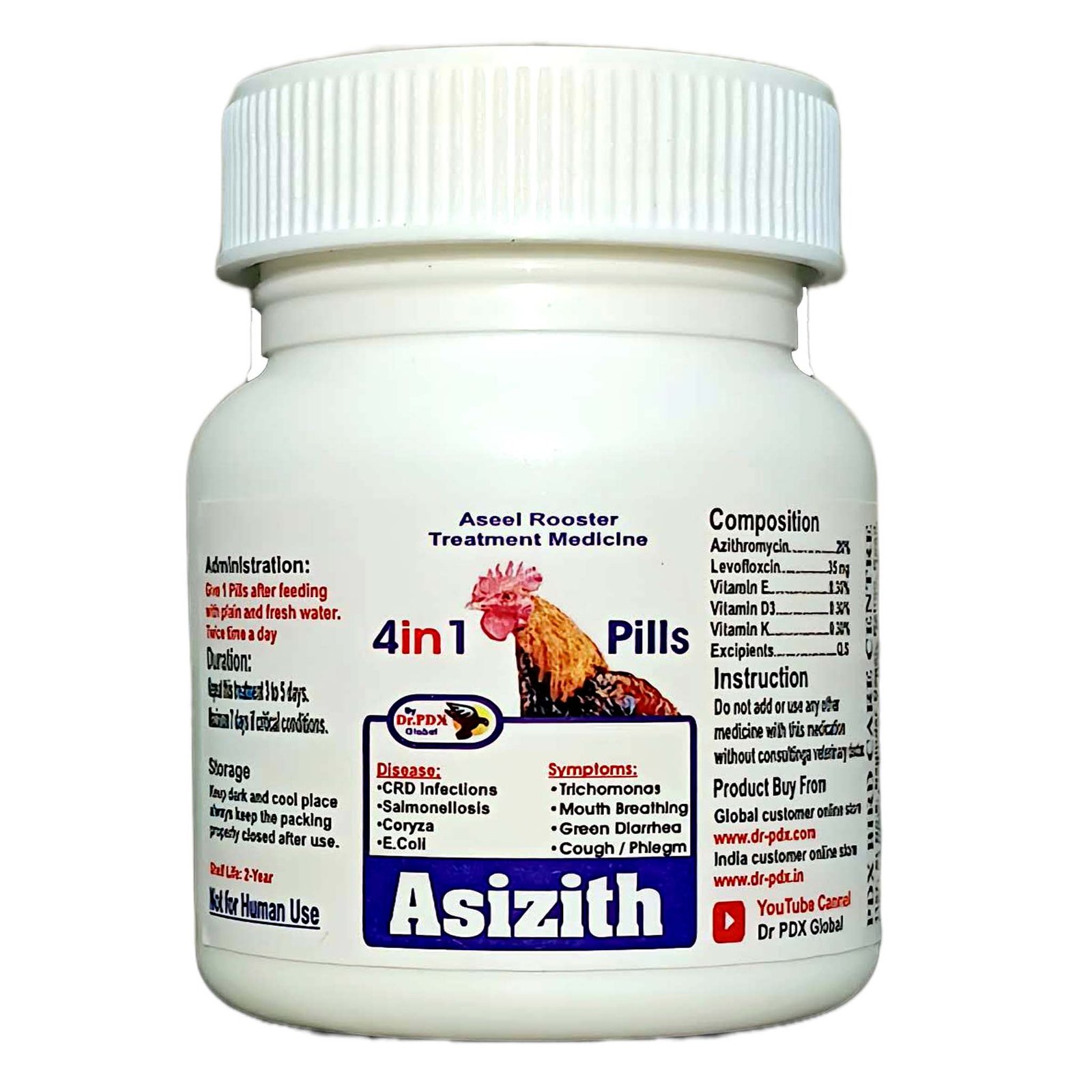 Pigeon 4in1 Treatment Medicine Asizith Pills or Powder 8 Rooster Asizith Pills 1