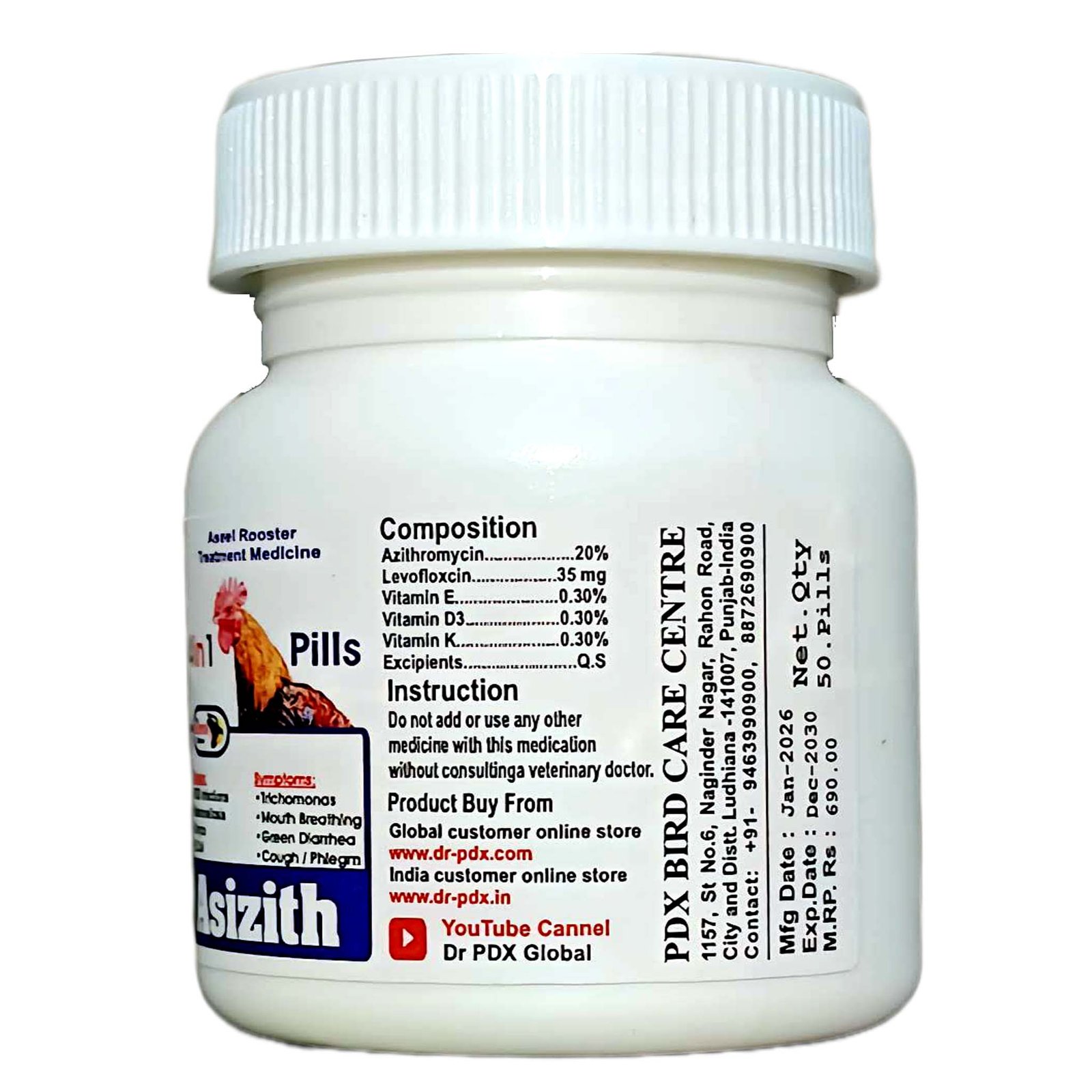 Pigeon 4in1 Treatment Medicine Asizith Pills or Powder 10 Rooster Asizith Pills 2